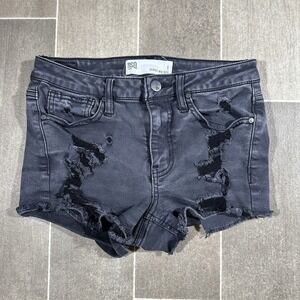 RSQ Shorts Womens Size‎ 1 Black Denim Short Distressed Cutoffs Charcoal Wash